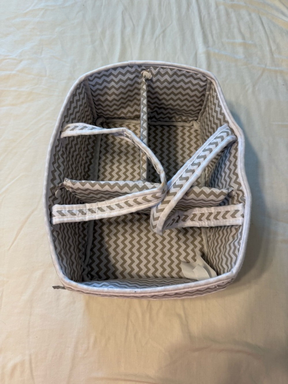 Chevron Fabric Organizer Caddy for Kids - Gray - Picture 2 of 4